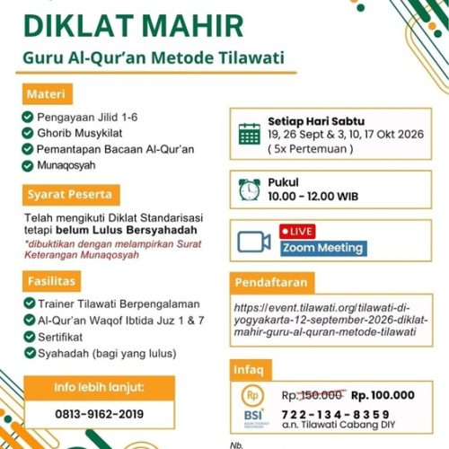 Naik Level Bersama Tilawati: Diklat Mahir Guru Al Qur’an Telah Dibuka, Ini Cara Daftarnya!